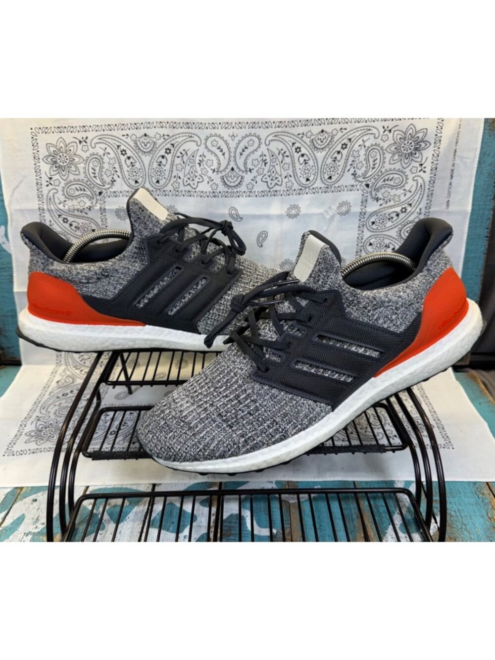 Adidas Ultraboost 4.0 Mens Size 13 White Carbon Orange Running Shoes DB2834 EUC